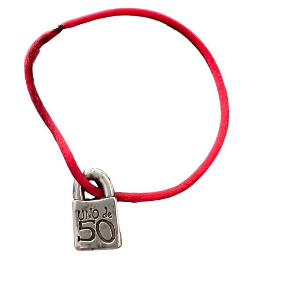 Uno De 50 UnoDe50 Silver Charm on Red Cord - Picture 1 of 5